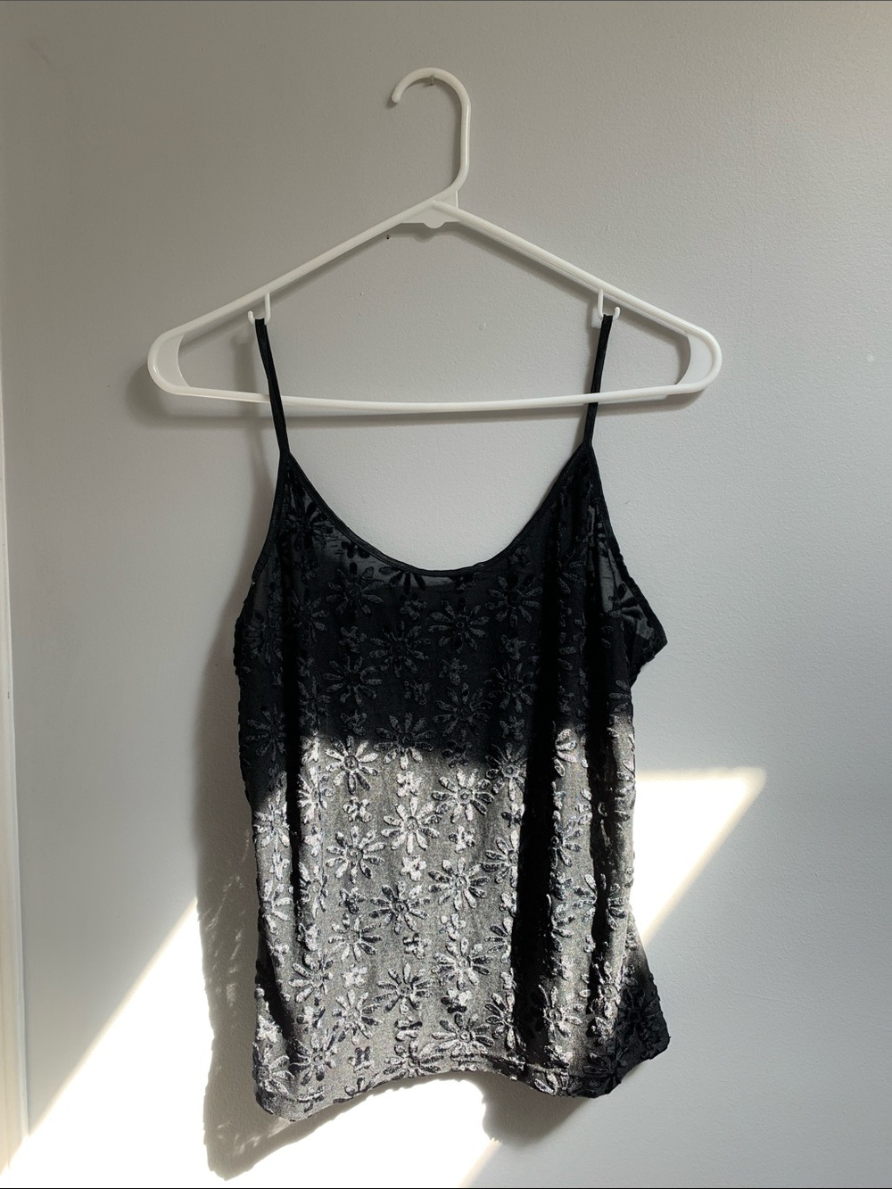 Vintage Black Mesh Lace Floral Camisole Top